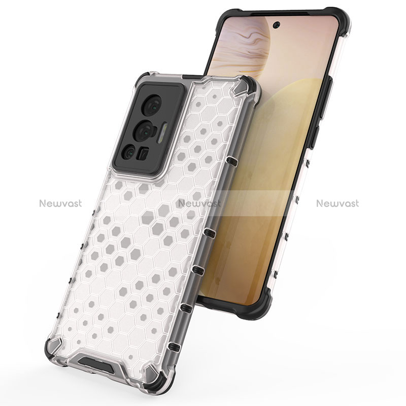 Silicone Transparent Frame Case Cover 360 Degrees AM3 for Vivo X70 Pro 5G