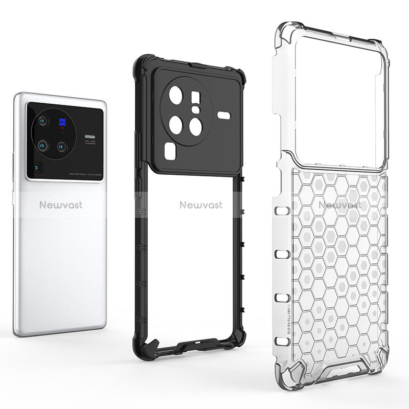 Silicone Transparent Frame Case Cover 360 Degrees AM3 for Vivo X80 Pro 5G
