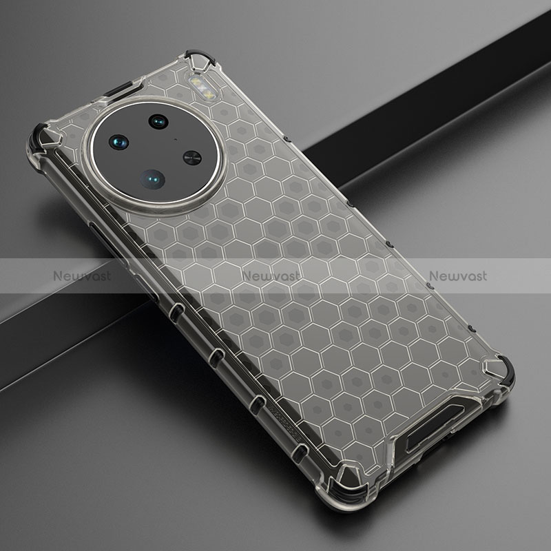 Silicone Transparent Frame Case Cover 360 Degrees AM3 for Vivo X90 Pro 5G Black