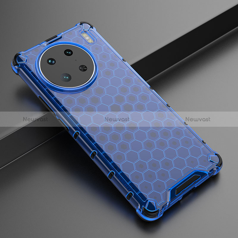 Silicone Transparent Frame Case Cover 360 Degrees AM3 for Vivo X90 Pro 5G Blue