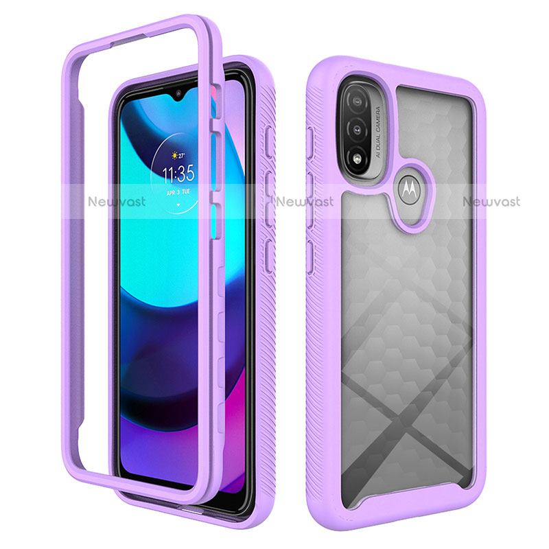 Silicone Transparent Frame Case Cover 360 Degrees for Motorola Moto E20