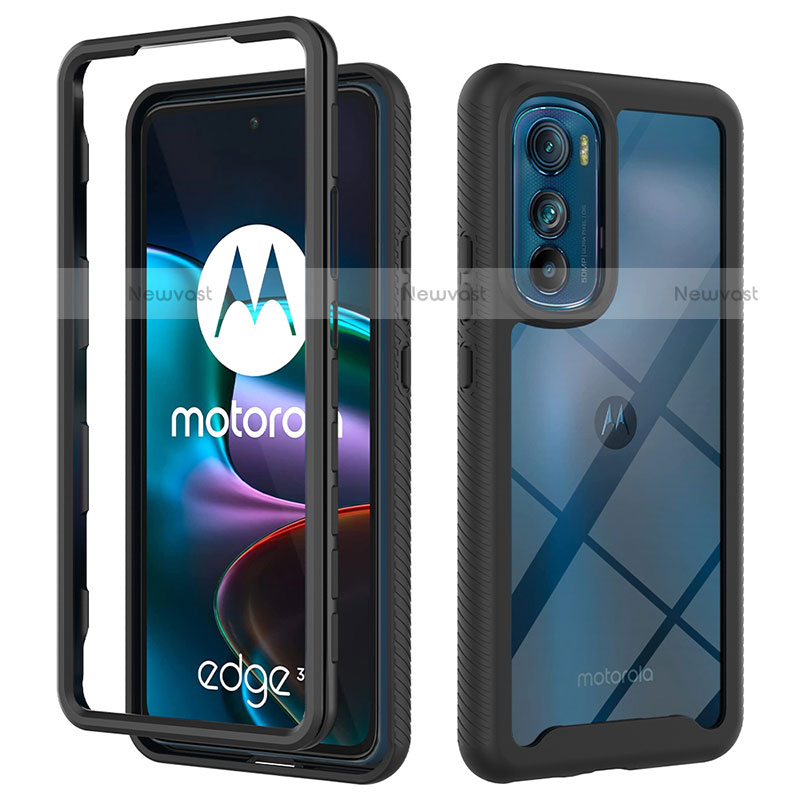 Silicone Transparent Frame Case Cover 360 Degrees for Motorola Moto Edge 30 5G Black