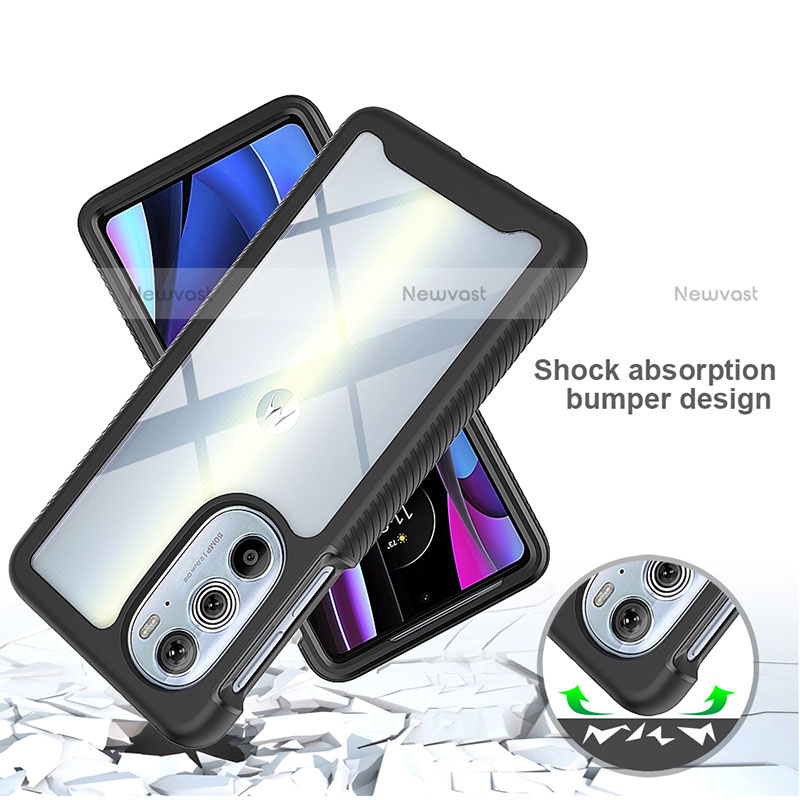 Silicone Transparent Frame Case Cover 360 Degrees for Motorola Moto Edge 30 Pro 5G