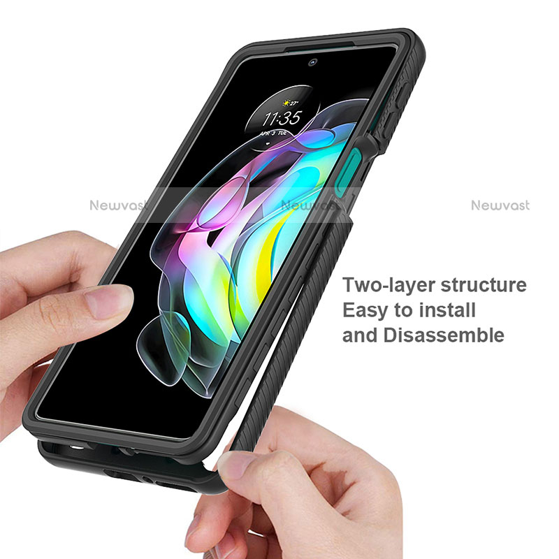 Silicone Transparent Frame Case Cover 360 Degrees for Motorola Moto Edge Lite 5G