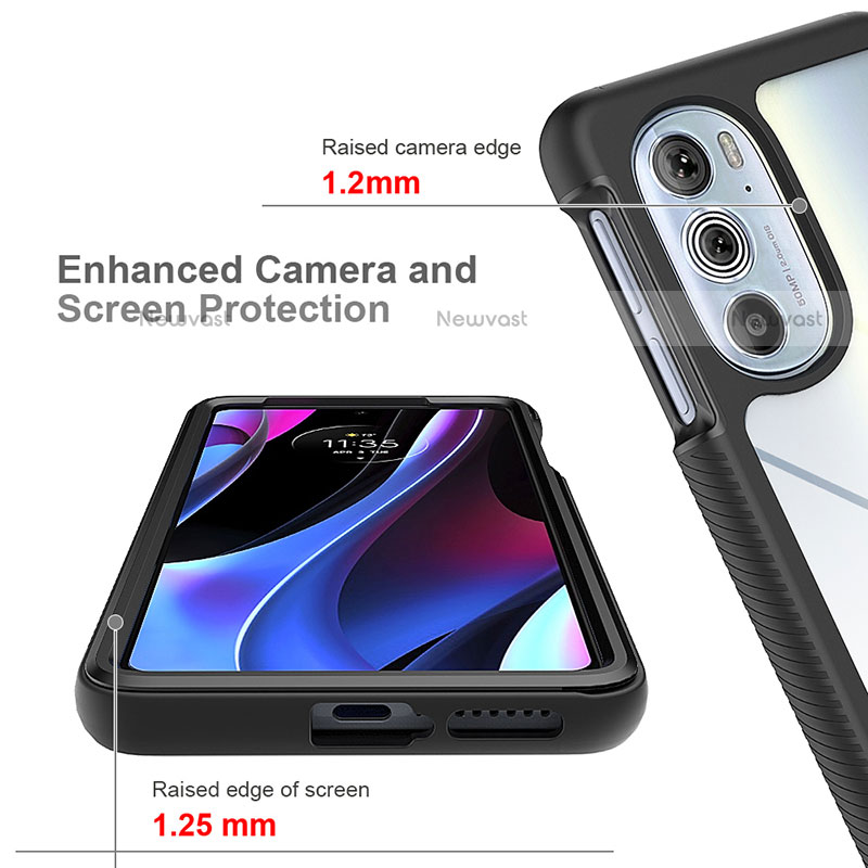 Silicone Transparent Frame Case Cover 360 Degrees for Motorola Moto Edge Plus (2022) 5G