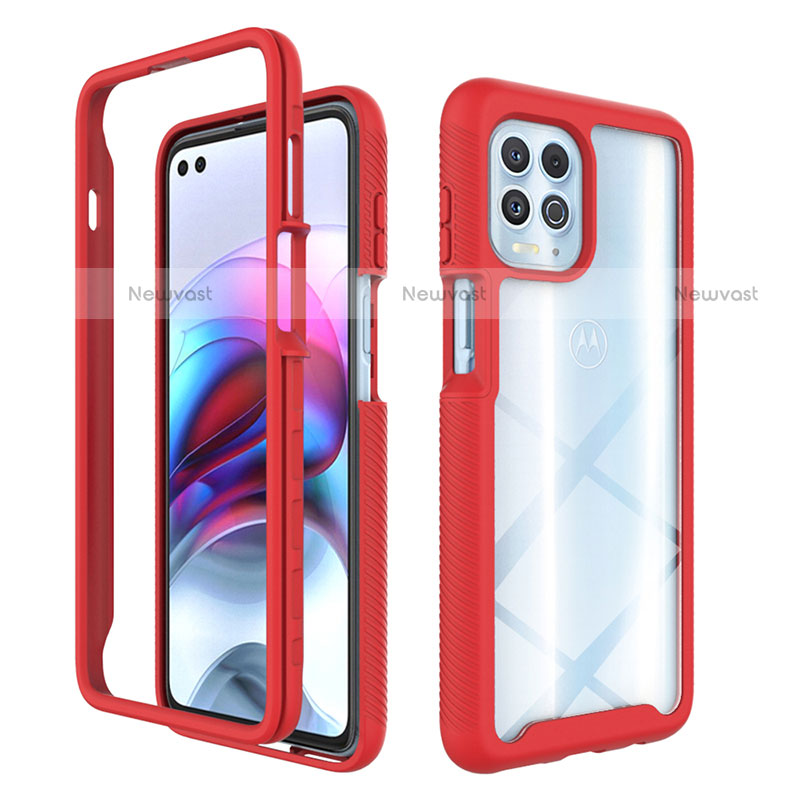 Silicone Transparent Frame Case Cover 360 Degrees for Motorola Moto Edge S 5G Red