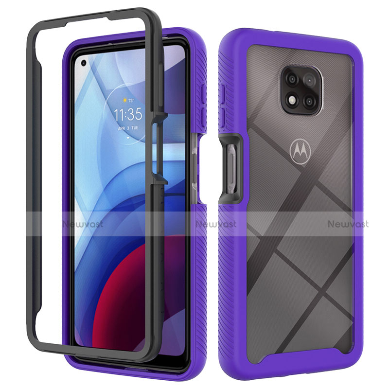 Silicone Transparent Frame Case Cover 360 Degrees for Motorola Moto G Power (2021)