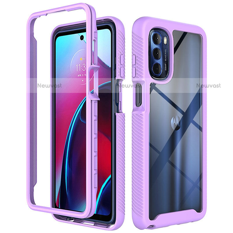 Silicone Transparent Frame Case Cover 360 Degrees for Motorola Moto G Stylus (2022) 5G Purple