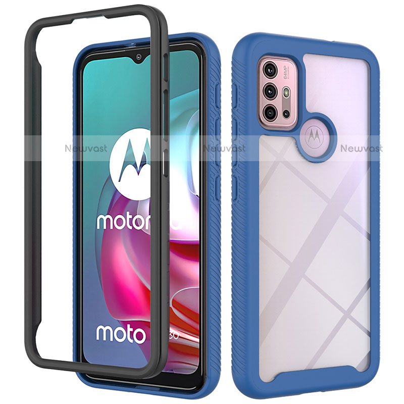 Silicone Transparent Frame Case Cover 360 Degrees for Motorola Moto G10 Power