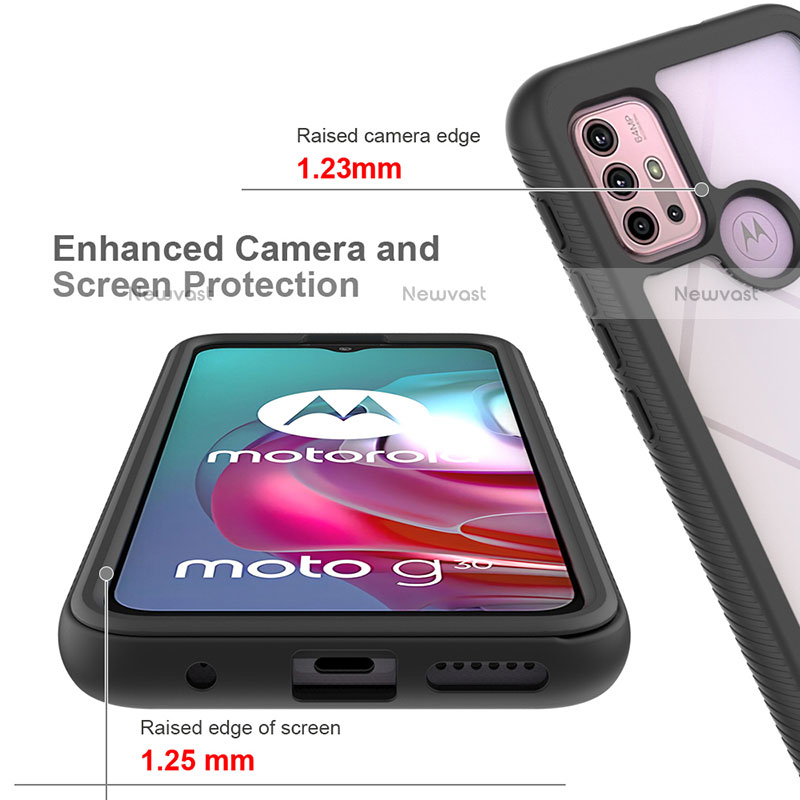 Silicone Transparent Frame Case Cover 360 Degrees for Motorola Moto G10 Power