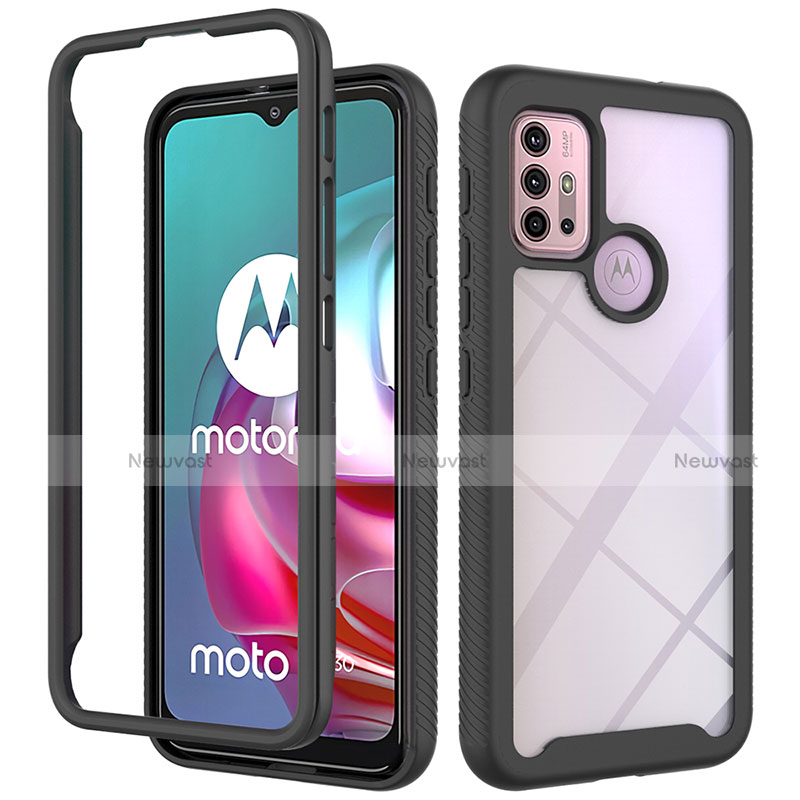 Silicone Transparent Frame Case Cover 360 Degrees for Motorola Moto G20 Black