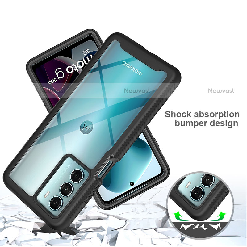 Silicone Transparent Frame Case Cover 360 Degrees for Motorola Moto G200 5G