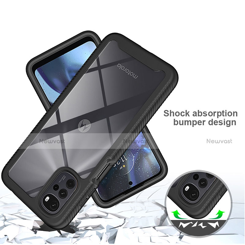 Silicone Transparent Frame Case Cover 360 Degrees for Motorola Moto G22