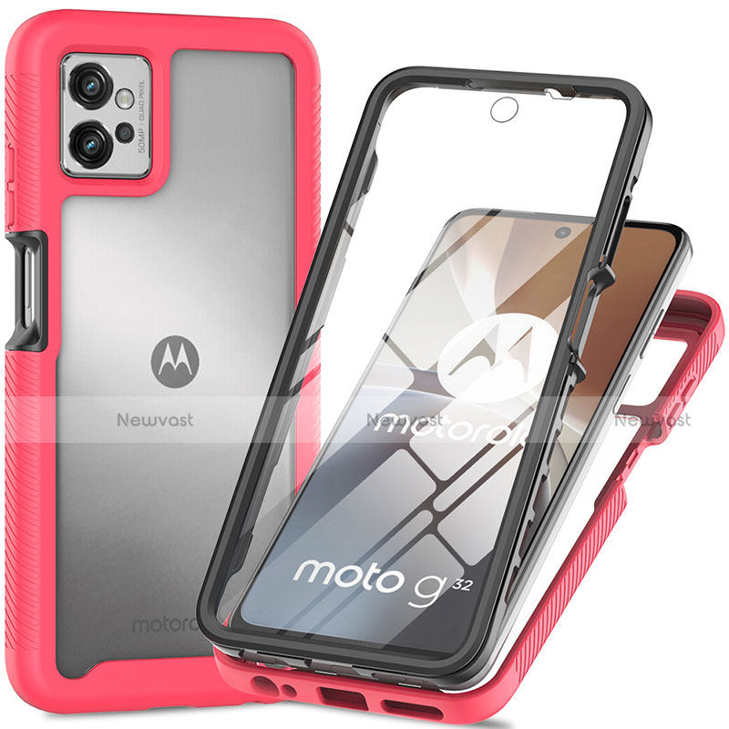 Silicone Transparent Frame Case Cover 360 Degrees for Motorola Moto G32