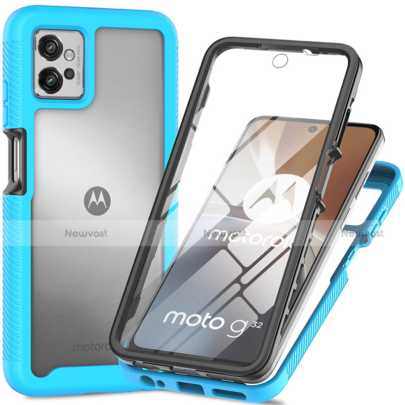 Silicone Transparent Frame Case Cover 360 Degrees for Motorola Moto G32