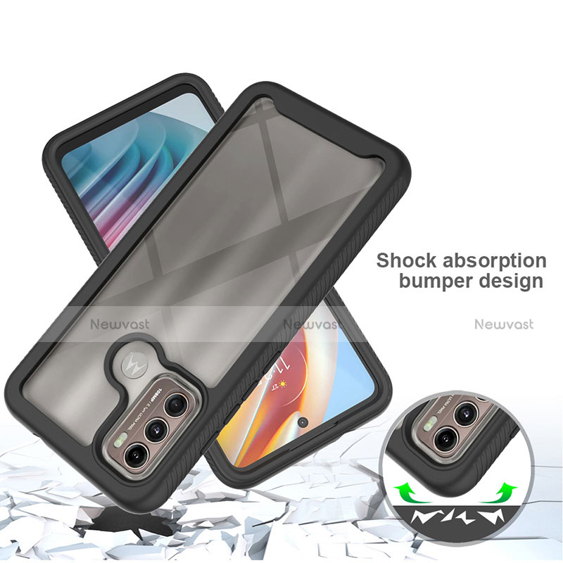 Silicone Transparent Frame Case Cover 360 Degrees for Motorola Moto G60