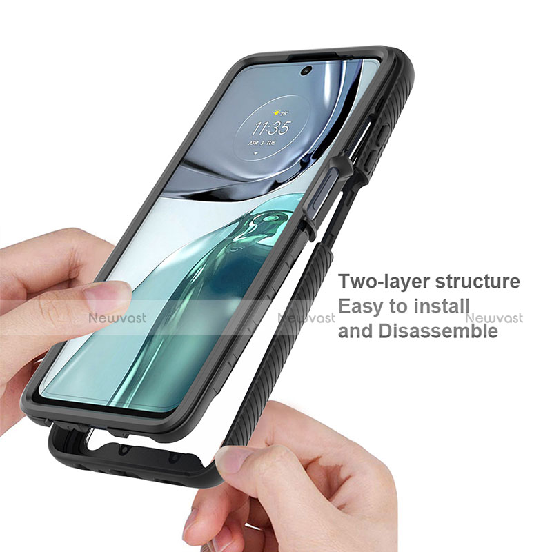 Silicone Transparent Frame Case Cover 360 Degrees for Motorola Moto G62 5G