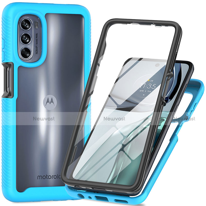 Silicone Transparent Frame Case Cover 360 Degrees for Motorola Moto G62 5G