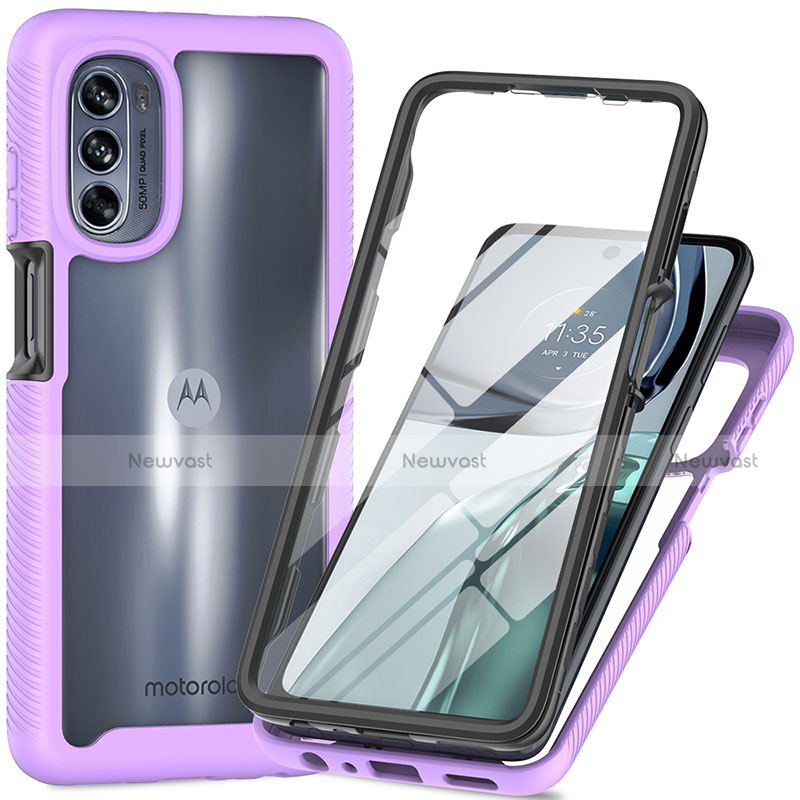 Silicone Transparent Frame Case Cover 360 Degrees for Motorola Moto G62 5G