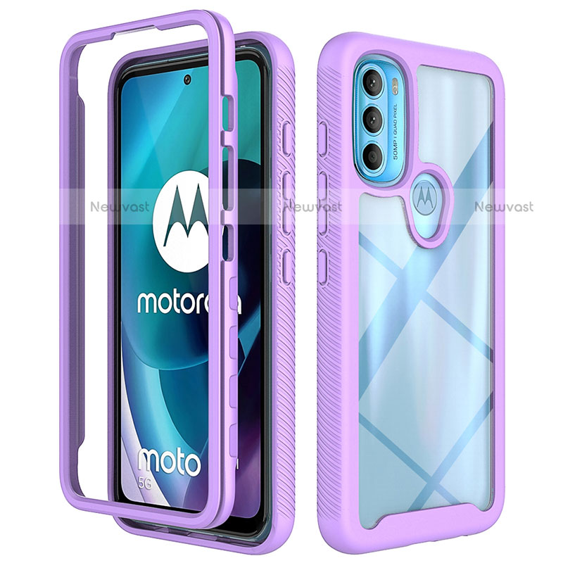 Silicone Transparent Frame Case Cover 360 Degrees for Motorola Moto G71 5G