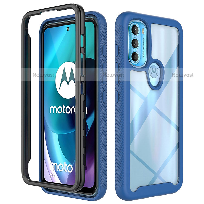 Silicone Transparent Frame Case Cover 360 Degrees for Motorola Moto G71 5G