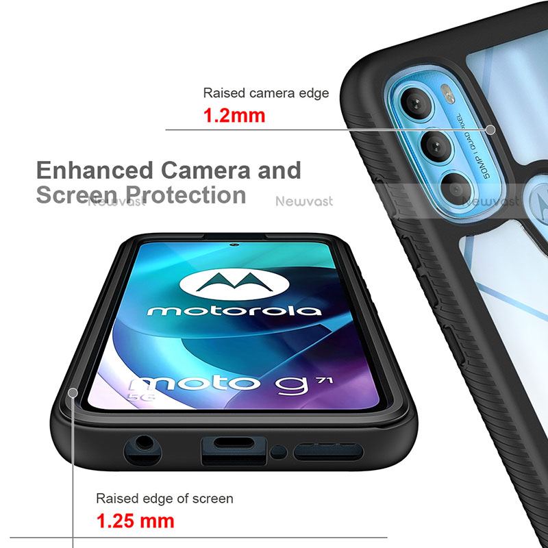 Silicone Transparent Frame Case Cover 360 Degrees for Motorola Moto G71 5G