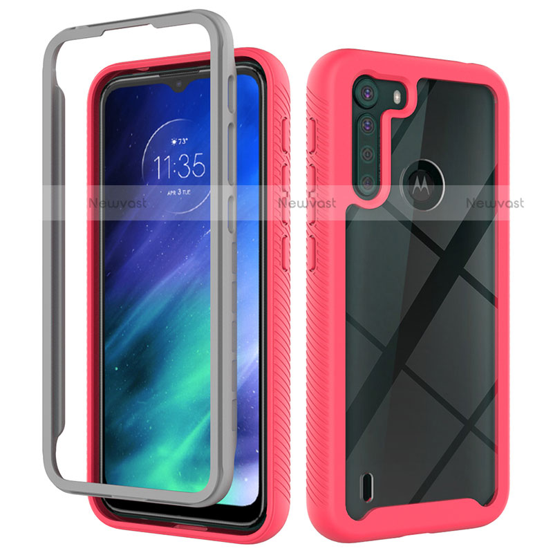 Silicone Transparent Frame Case Cover 360 Degrees for Motorola Moto One Fusion