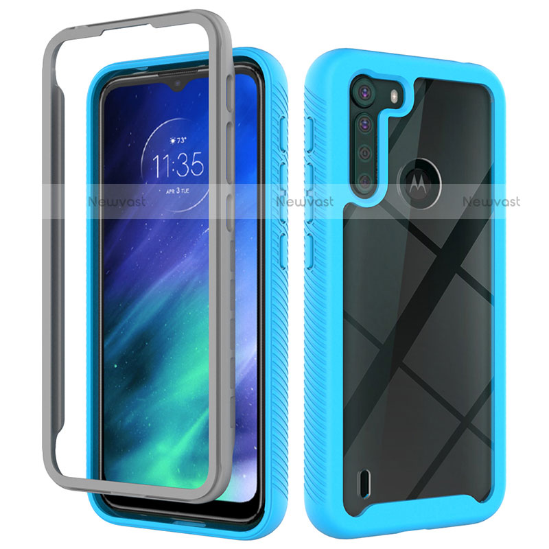 Silicone Transparent Frame Case Cover 360 Degrees for Motorola Moto One Fusion