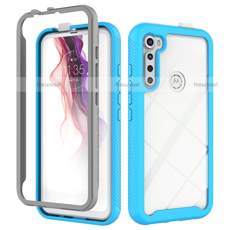 Silicone Transparent Frame Case Cover 360 Degrees for Motorola Moto One Fusion Plus