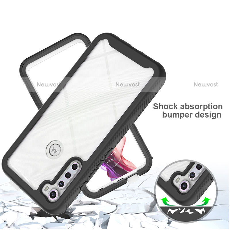 Silicone Transparent Frame Case Cover 360 Degrees for Motorola Moto One Fusion Plus