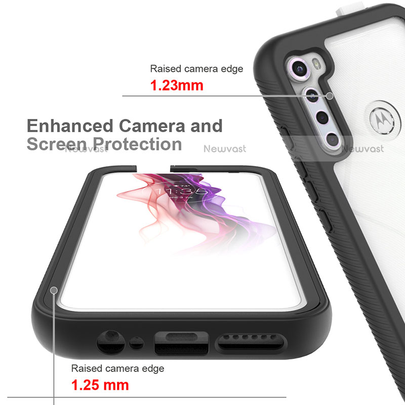 Silicone Transparent Frame Case Cover 360 Degrees for Motorola Moto One Fusion Plus