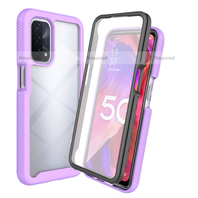 Silicone Transparent Frame Case Cover 360 Degrees for Oppo A54 4G Clove Purple