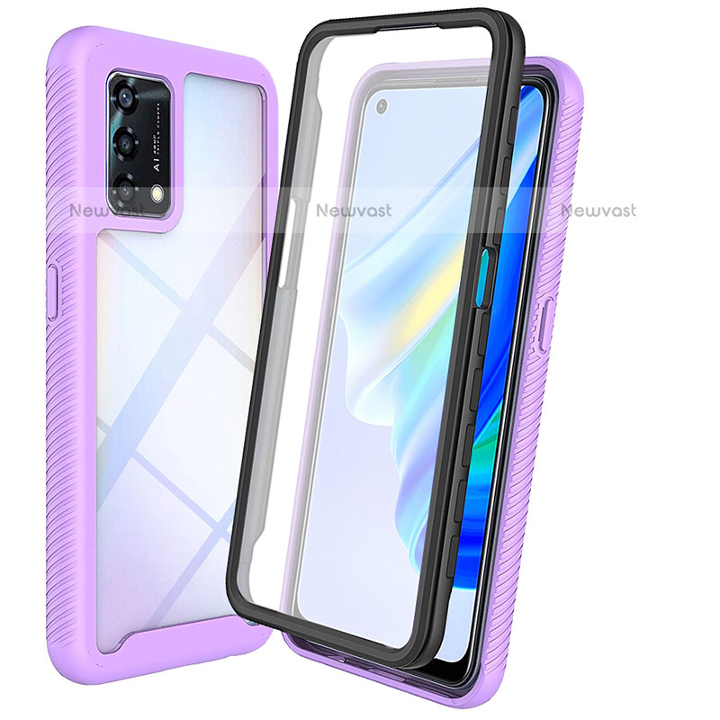 Silicone Transparent Frame Case Cover 360 Degrees for Oppo A74 4G Clove Purple