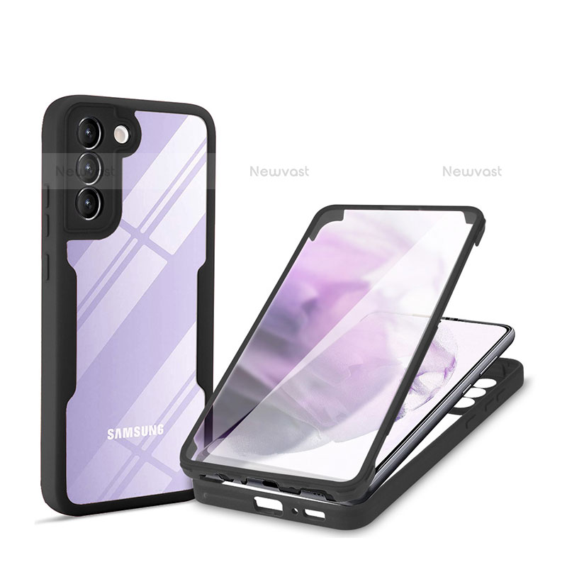 Silicone Transparent Frame Case Cover 360 Degrees for Samsung Galaxy S21 FE 5G Black