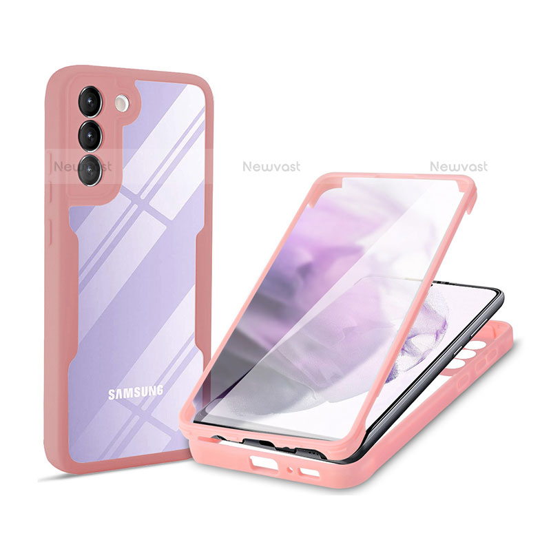 Silicone Transparent Frame Case Cover 360 Degrees for Samsung Galaxy S21 Plus 5G Pink