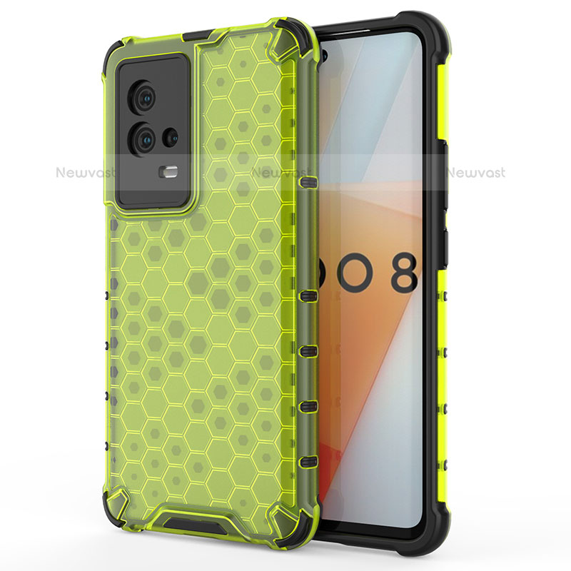 Silicone Transparent Frame Case Cover 360 Degrees for Vivo iQOO 8 5G Green