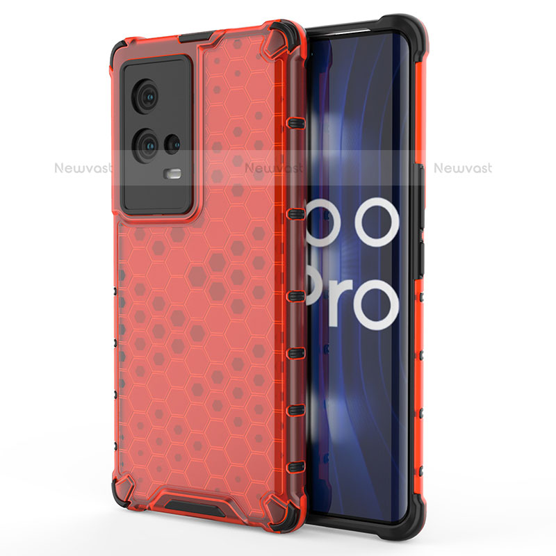 Silicone Transparent Frame Case Cover 360 Degrees for Vivo iQOO 8 Pro 5G Red