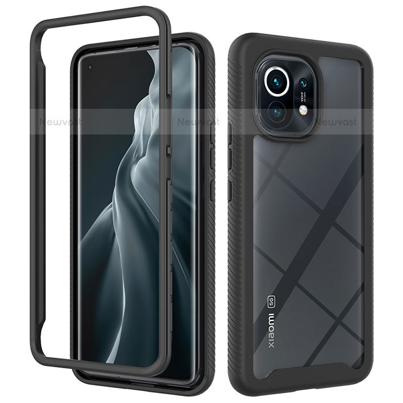 Silicone Transparent Frame Case Cover 360 Degrees for Xiaomi Mi 11 5G Black