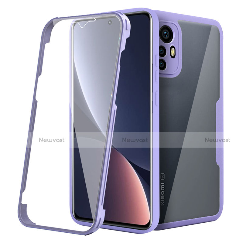 Silicone Transparent Frame Case Cover 360 Degrees for Xiaomi Mi 12 5G Purple