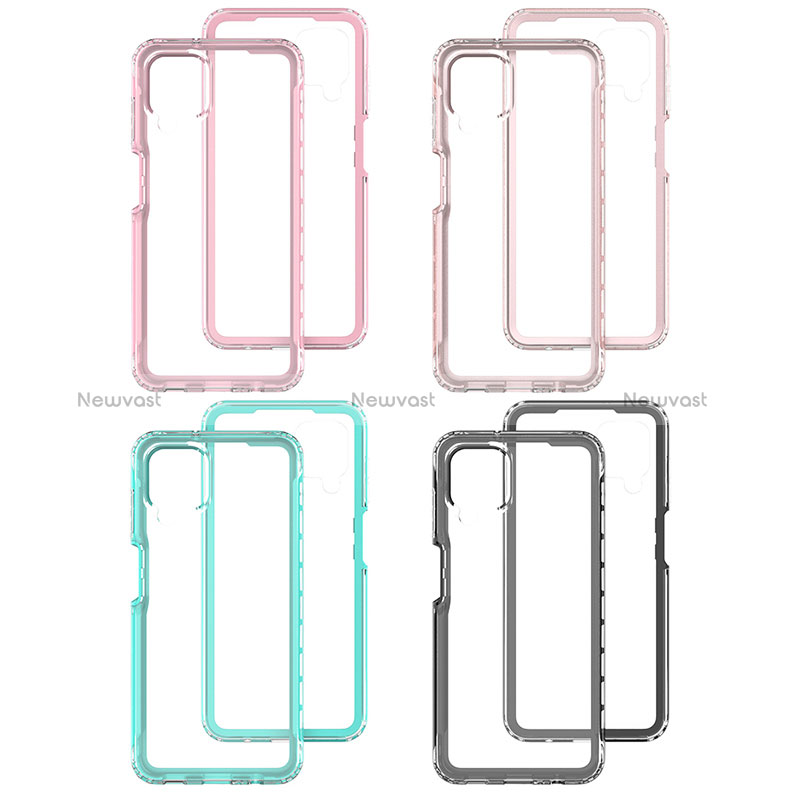 Silicone Transparent Frame Case Cover 360 Degrees JX1 for Samsung Galaxy A12 5G