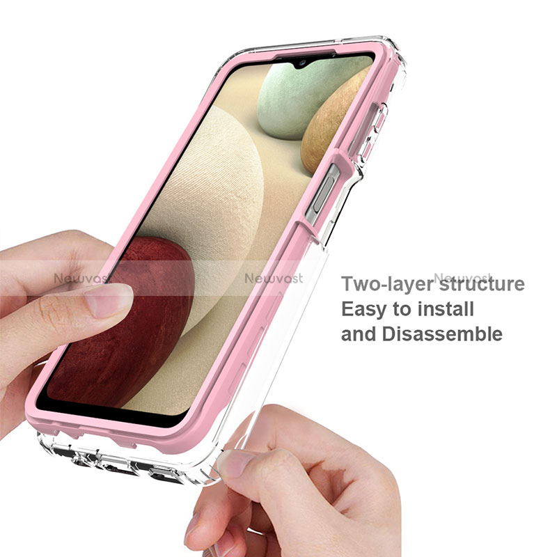 Silicone Transparent Frame Case Cover 360 Degrees JX1 for Samsung Galaxy A12 Nacho