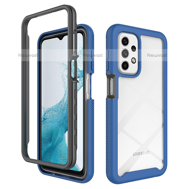 Silicone Transparent Frame Case Cover 360 Degrees JX1 for Samsung Galaxy A23 5G Blue and Black