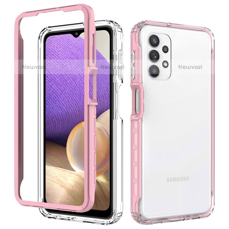 Silicone Transparent Frame Case Cover 360 Degrees JX1 for Samsung Galaxy M32 5G Pink