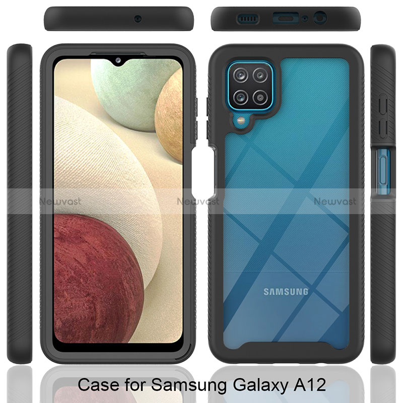 Silicone Transparent Frame Case Cover 360 Degrees JX2 for Samsung Galaxy A12 Nacho