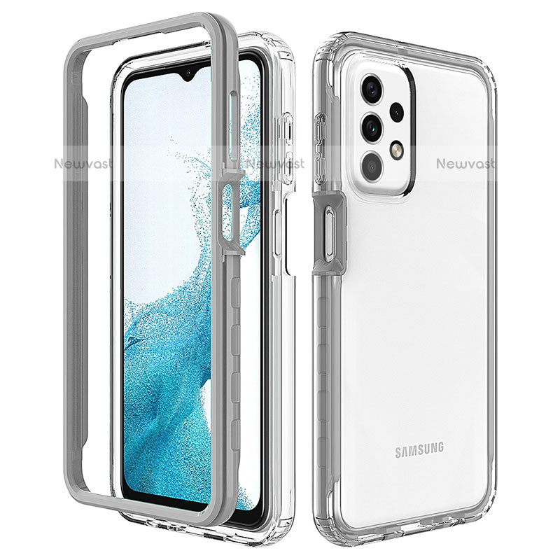 Silicone Transparent Frame Case Cover 360 Degrees JX2 for Samsung Galaxy A23 5G Gray