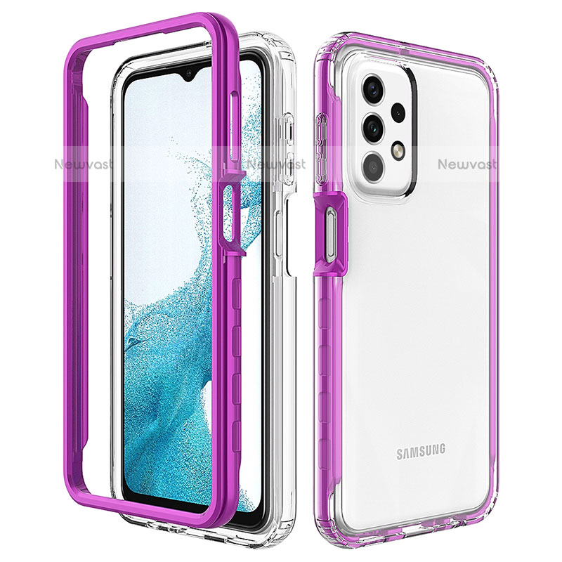 Silicone Transparent Frame Case Cover 360 Degrees JX2 for Samsung Galaxy A23 5G Purple