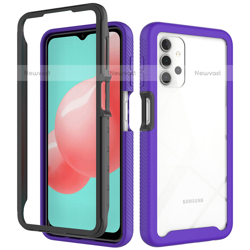 Silicone Transparent Frame Case Cover 360 Degrees JX2 for Samsung Galaxy M32 5G Purple