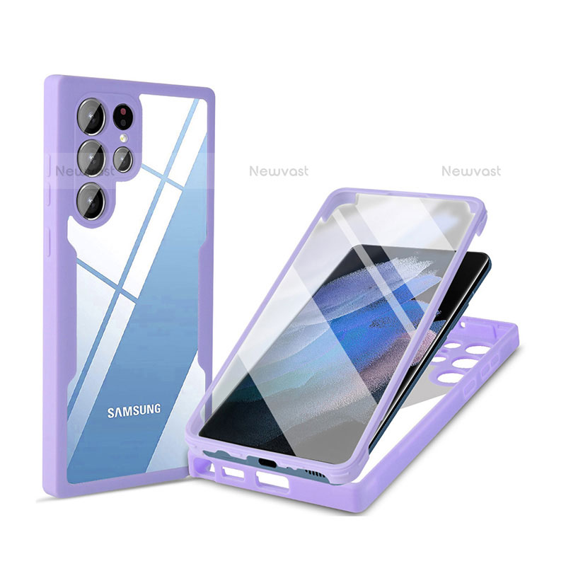Silicone Transparent Frame Case Cover 360 Degrees M01 for Samsung Galaxy S22 Ultra 5G