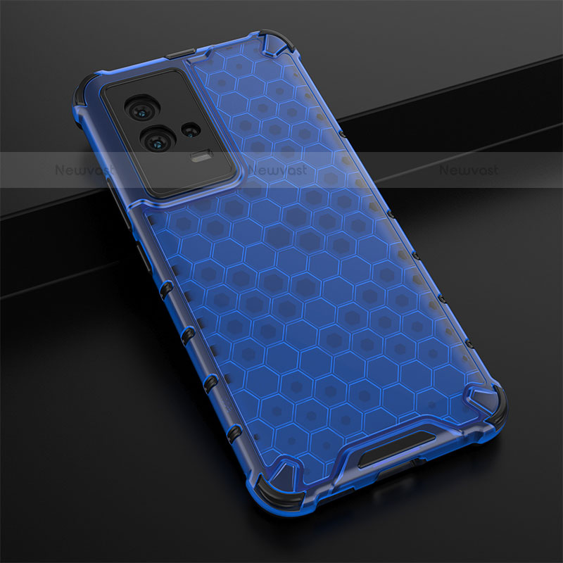 Silicone Transparent Frame Case Cover 360 Degrees M01 for Vivo iQOO 8 5G Blue