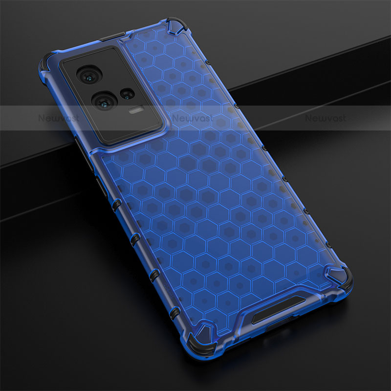 Silicone Transparent Frame Case Cover 360 Degrees M01 for Vivo iQOO 8 Pro 5G Blue